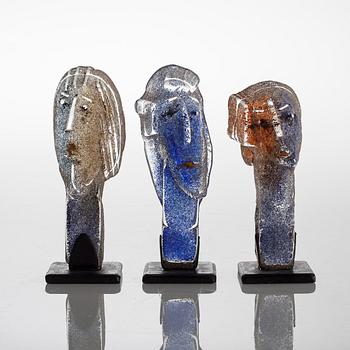 Three glass sculptures by EVA ULLBERG, signed and dated -02.