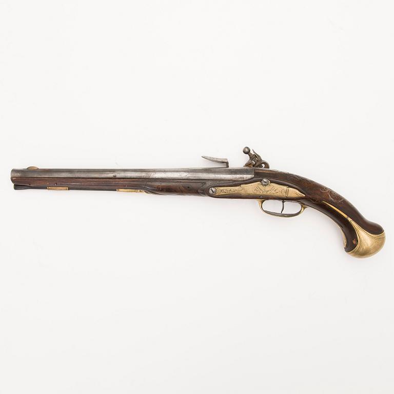A French flintlock pistol, Tezenas Freconnet, first half of 18th Century.