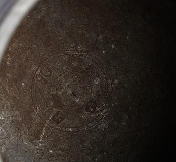 STOP SAMT LJUSSTAKE, tenn, otydl stämplar på stopet, Sverige 1800-tal.
