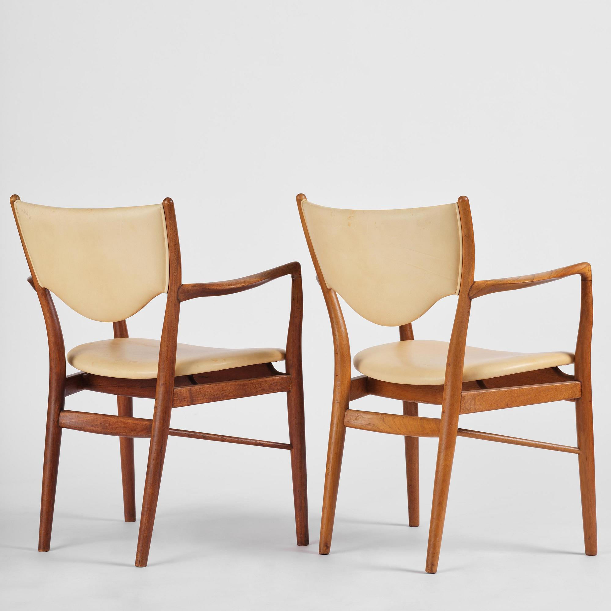Finn Juhl, a set of six chairs and a pair of armchairs, model "Bo-63" and "Bo-72", Bovirke, Denmark, 1940s-50s.