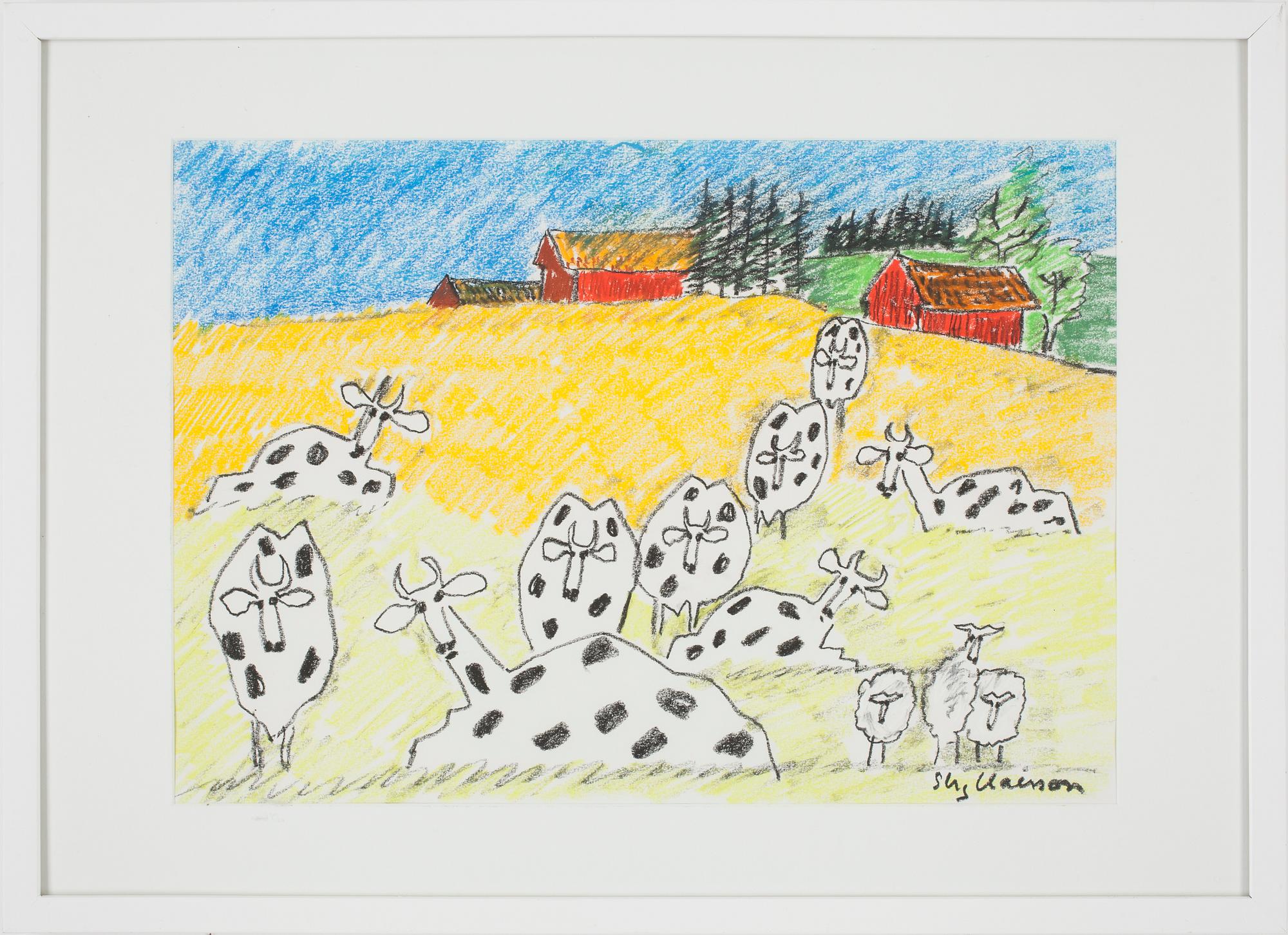 STIG CLAESSON (SLAS), pastell, signerad.