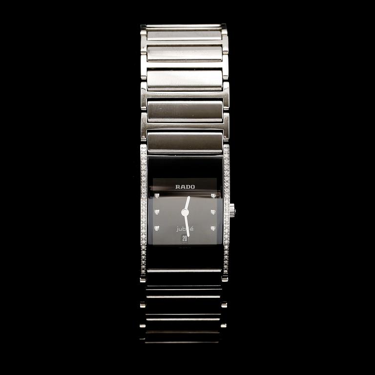 DAMARMBANDSUR, Rado Jubilé, titanium, med briljanter tot 0.18 ct TW/VVS.