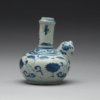 A blue and white kendi, Ming dynasty, (1368-1644).