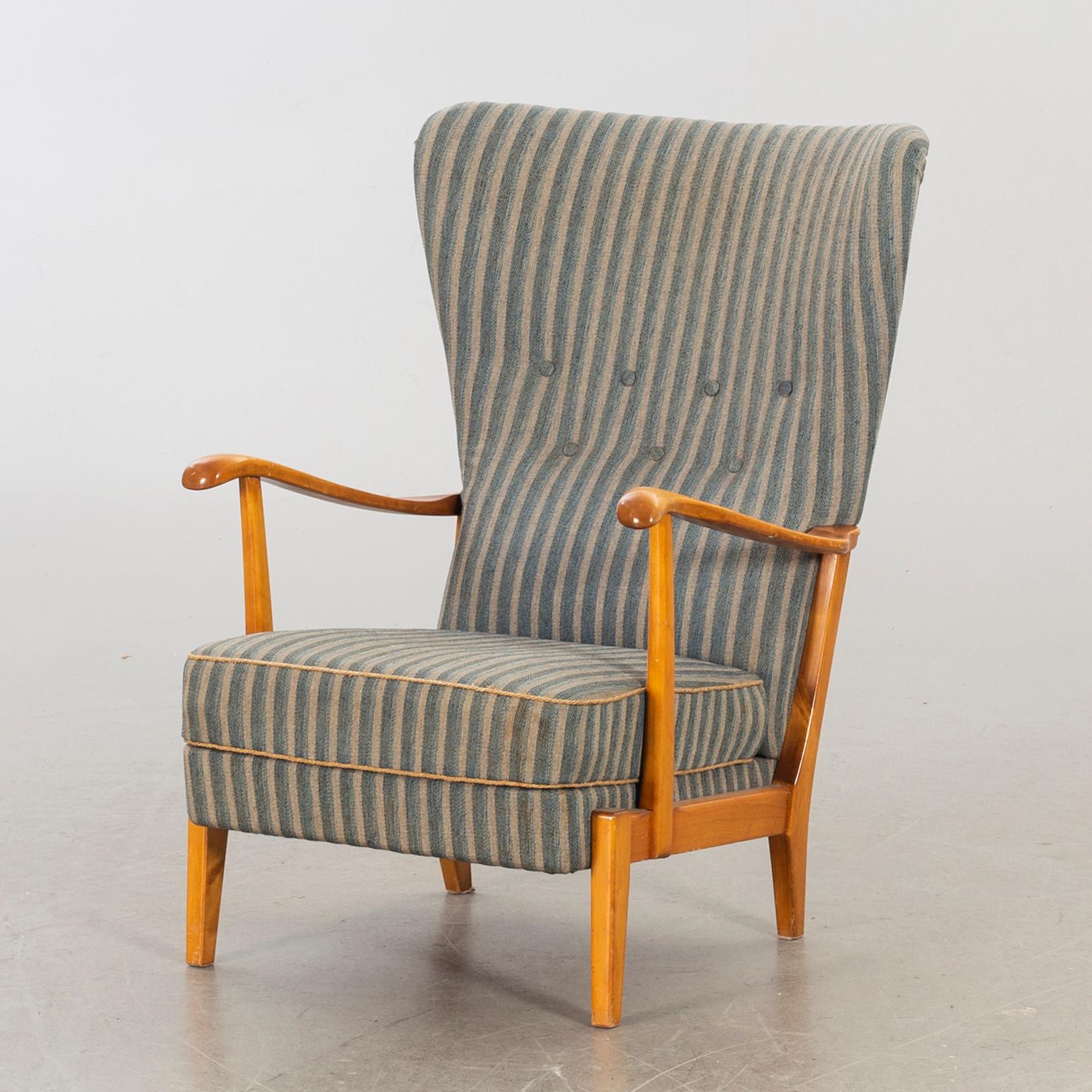 FÅTÖLJ, märkt Record Bollnäs, 1940/50-tal.