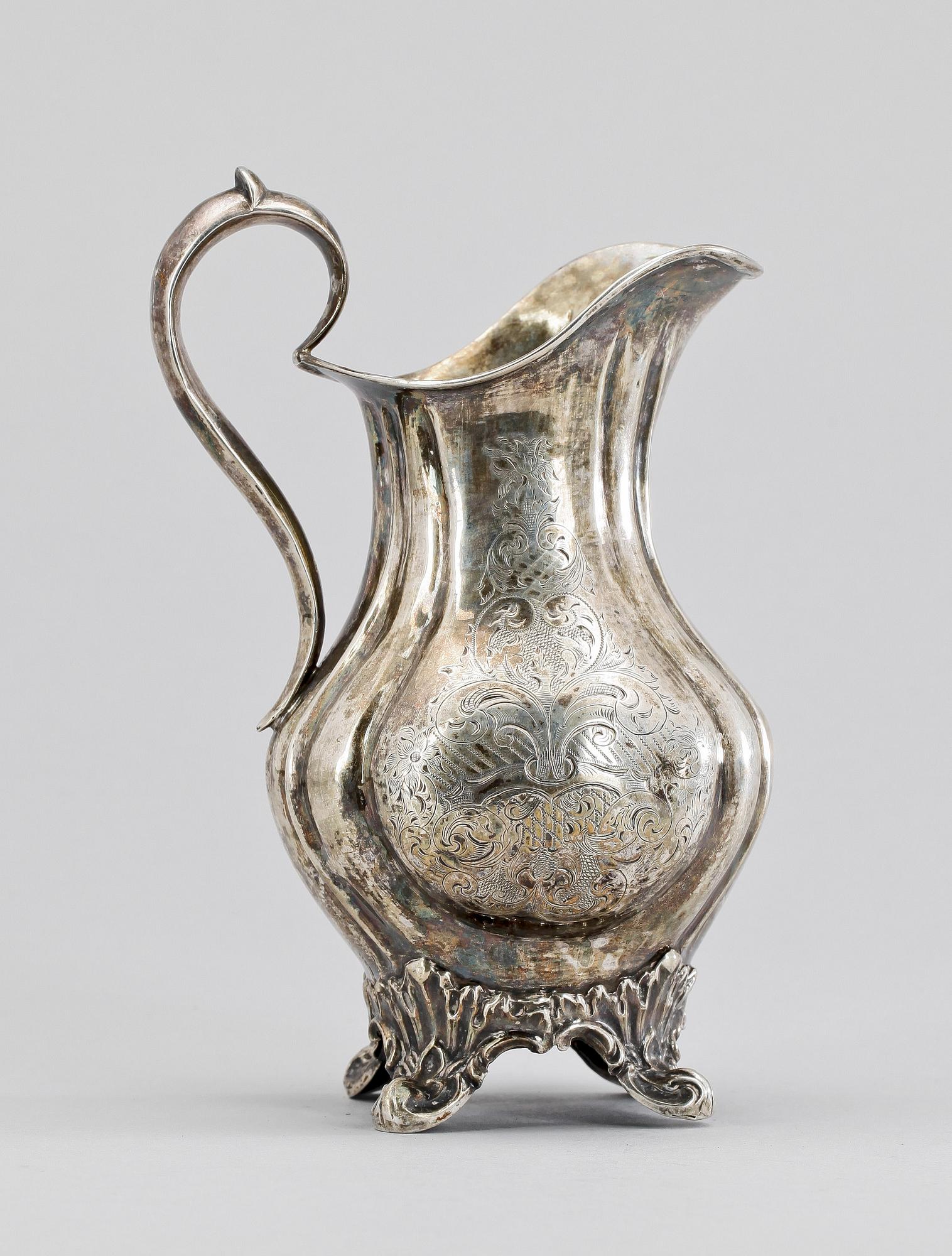 GRÄDDKANNA, silver, nyrokoko, Christian Hammer, Stockholm, 1851. Vikt ca 173 g.