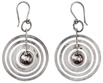 632. Tapio Wirkkala, A pair of Tapio Wirkkala 'Silver Moon' earrings by Nils Westerback, Kultakeskus OY, Helsinki 1971.