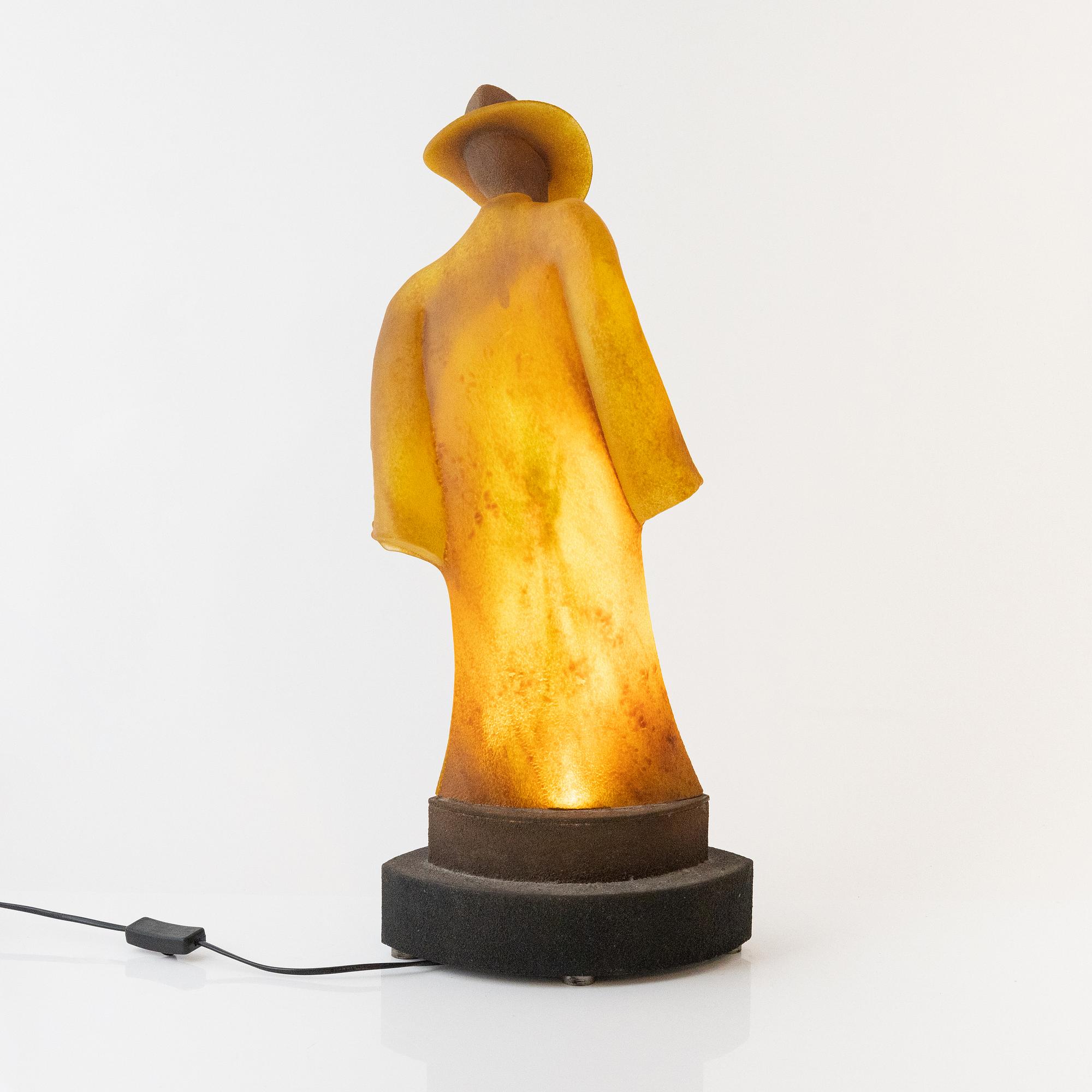 Kjell Engman, a unique cast glass sculpture, 'Catwalk - Trenchcoat', Kosta Boda, Sweden.