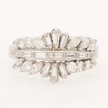 A RING, brilliant, baguette and marquise cut diamonds, platinum.