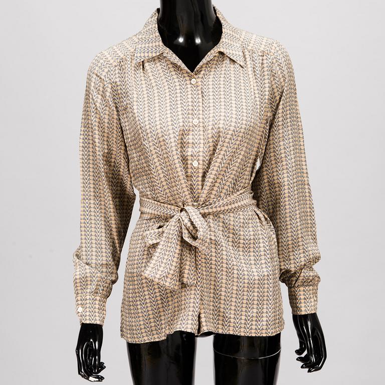 GUCCI Silk Blouse and a Leather Belt.