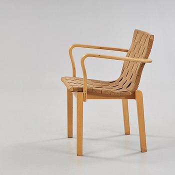 An Alvar Aalto armchair, made on license by Aalto Design, Hedemora for Artek, Sweden 1946-56.