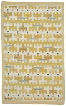 CARPET. "Gulbroka". Flat weave. 220 x 133 cm. Signed AB MMF AML.