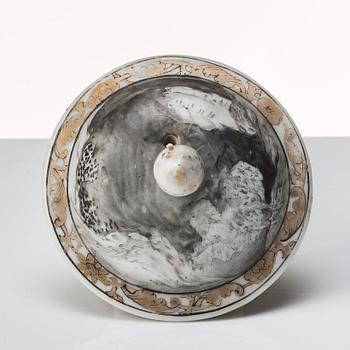A grisaille and gold tea pot with cover, Qing dynasty, Qianlong (1736-95).