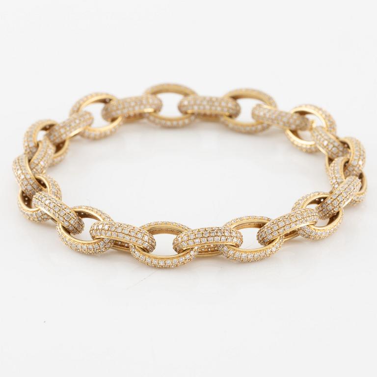 Armband, 18K guld med åttkantslipade diamanter.