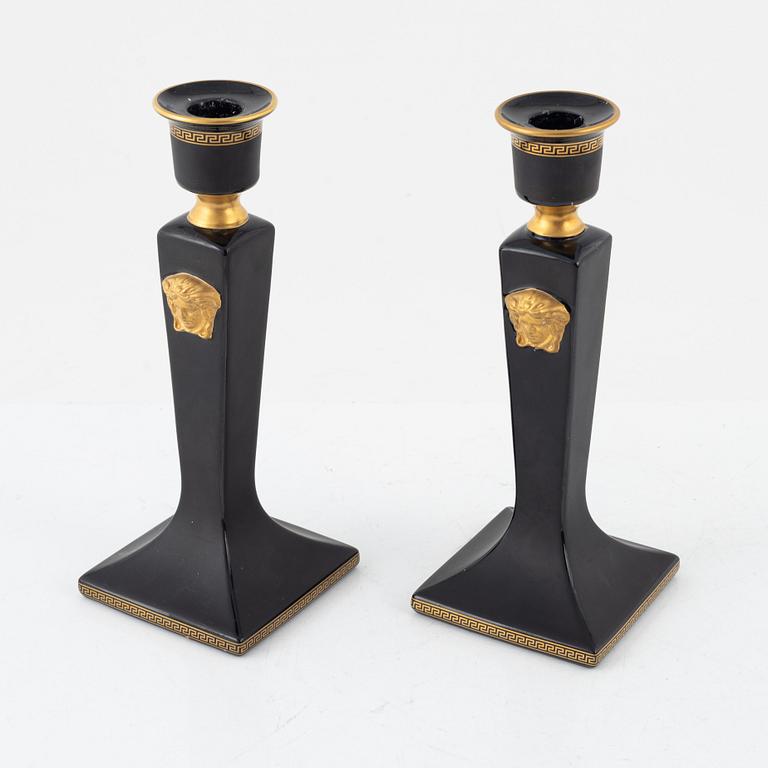 Candlesticks, a pair, porcelain, "Gorgona", Rosenthal for Versace.