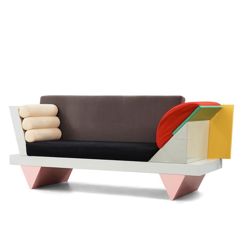 Peter Shire, a "Big Sur" sofa, Memphis, Italy, post 1986.