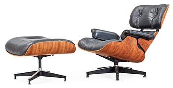 A Charles & Ray Eames 'Lounge Chair and Ottoman', Herman Miller, USA 1970's.