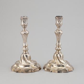 A pair of silver candle holders, probably from Barcelona, second half of the 18th century.