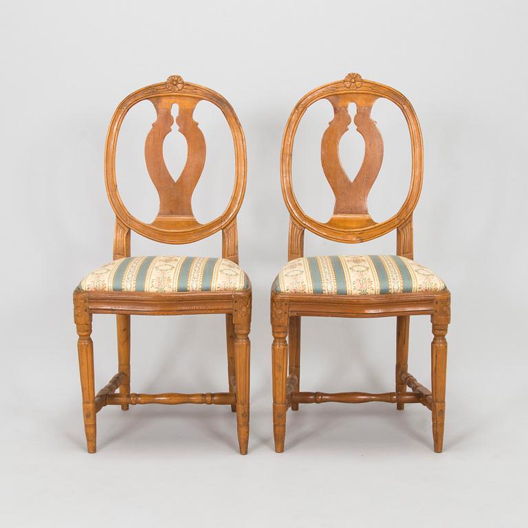 Four Swedish Gustavian chairs, 18th century.