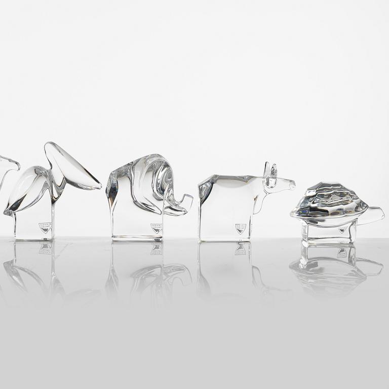 Gunnar Cyrén, a group of eight glass figurines, Orrefors.