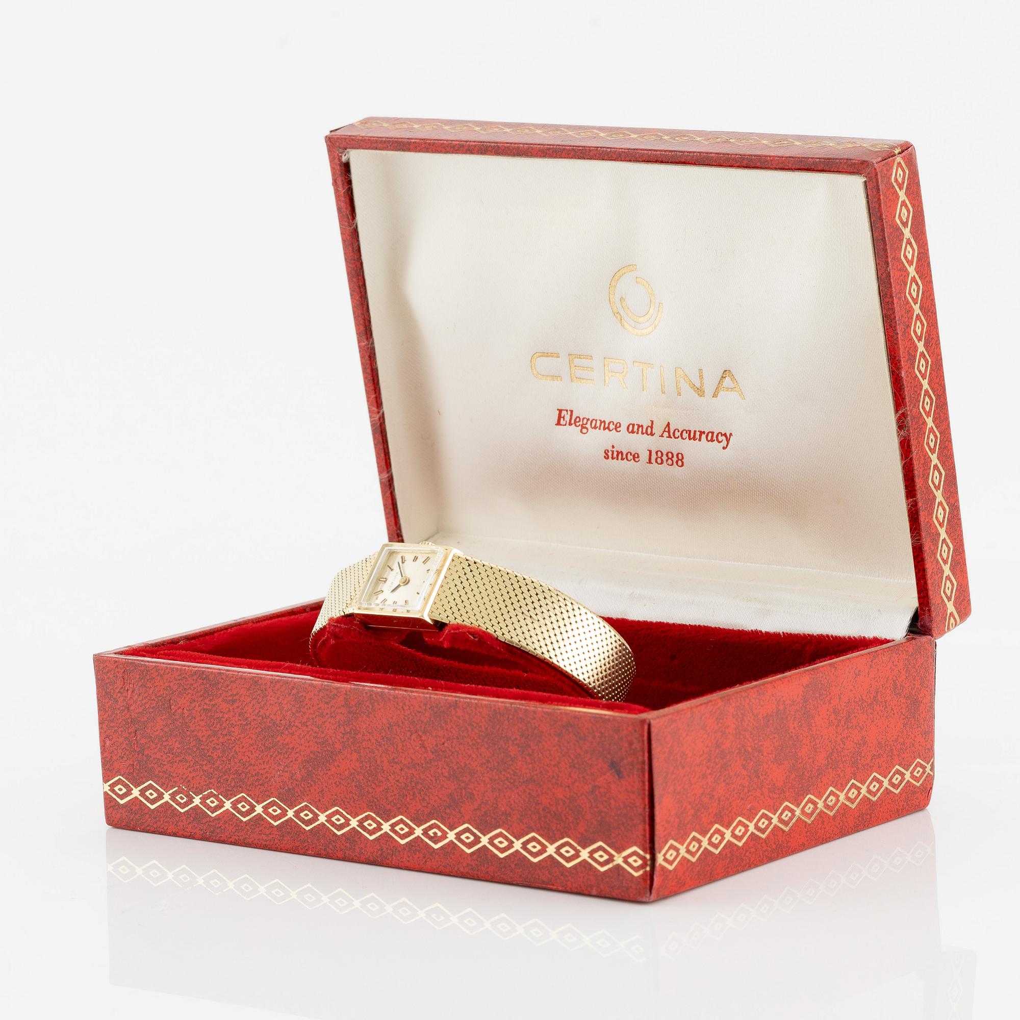 Certina, wristwatch, 14K gold, 15 mm.
