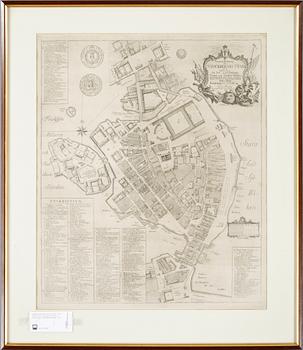 Fredrik Akrel · FREDRIK AKREL SAMT CARL BERGQVIST, graverad karta efter Jonas Brolin, "Stockholms Stad", 1771.