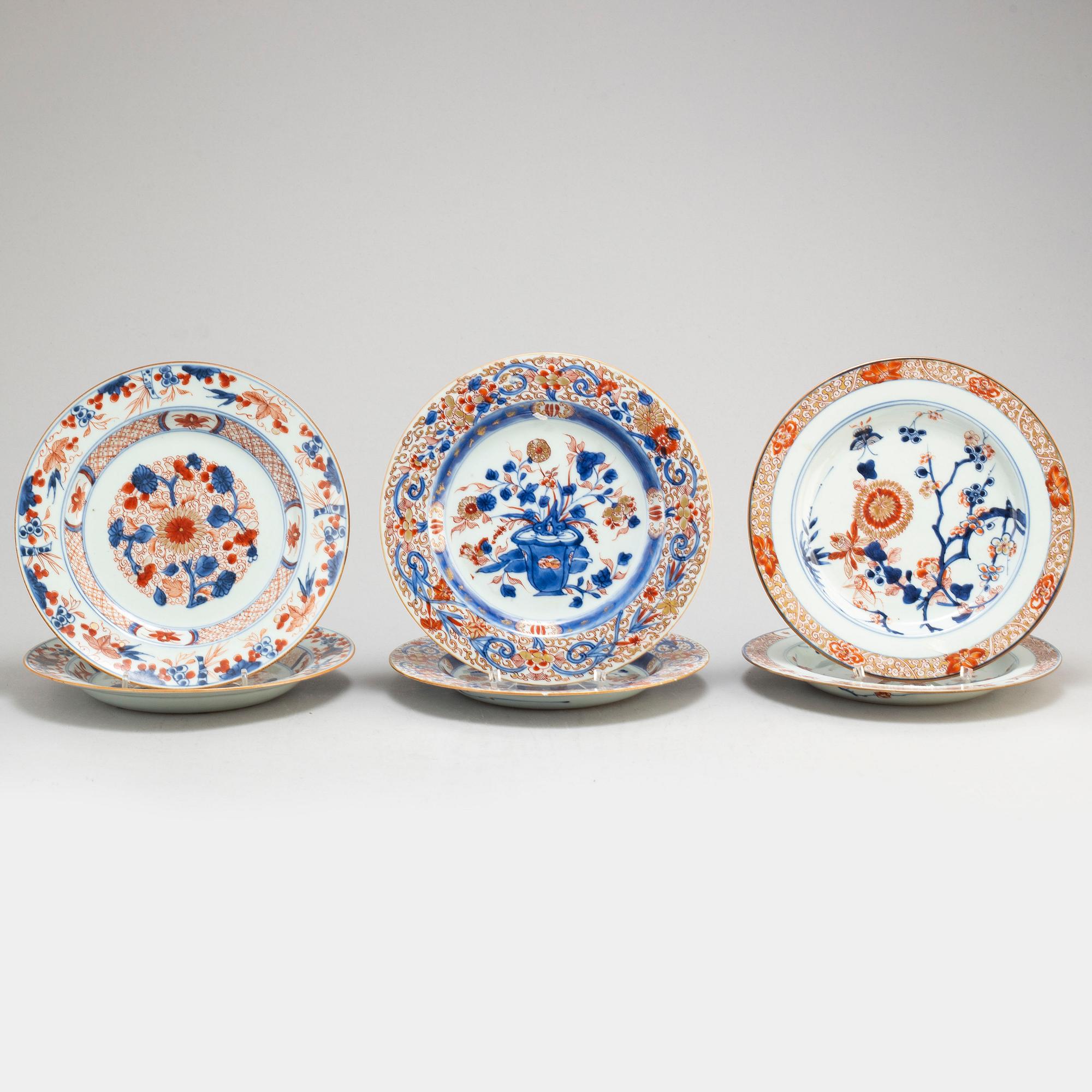 Six imari plates, Qing dynasty, Qianlong (1736-95).