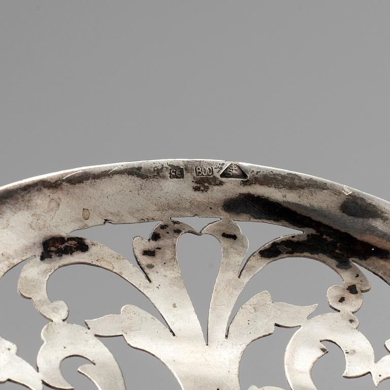 a silver tray from the middle of the 20th century, unidentified makers marks.