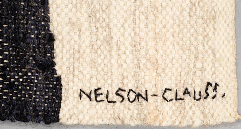 Birgitta Nelson Clauss, a textile, "Den stilla stunden", flat weave, ca 117,5 x 113-116 cm, signed NELSON-CLAUSS.