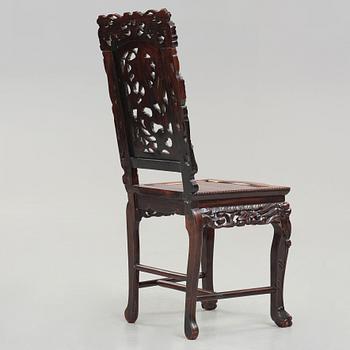 A Chinese wooden chair, Qing dynasty, 19th Century.