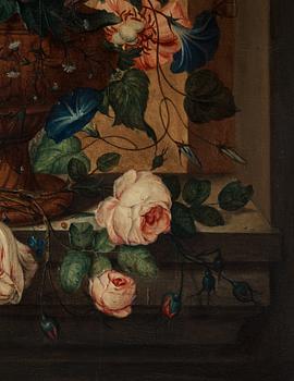 Coenraet (Conrad) Roepel Efter, Stilleben med blommor, fjärilar och ett fågelbo.
