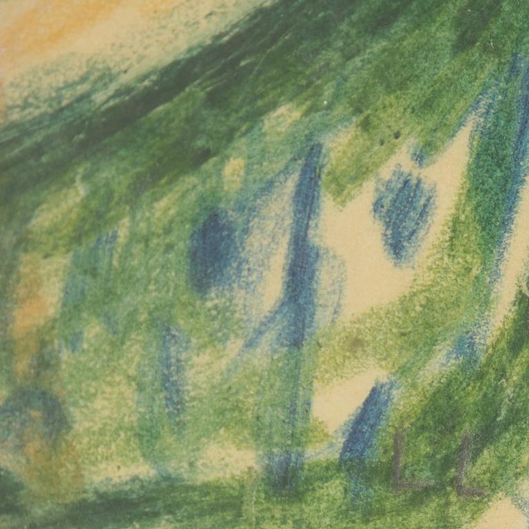 Lage Lindell, crayon/pastel on paper, signed LL.