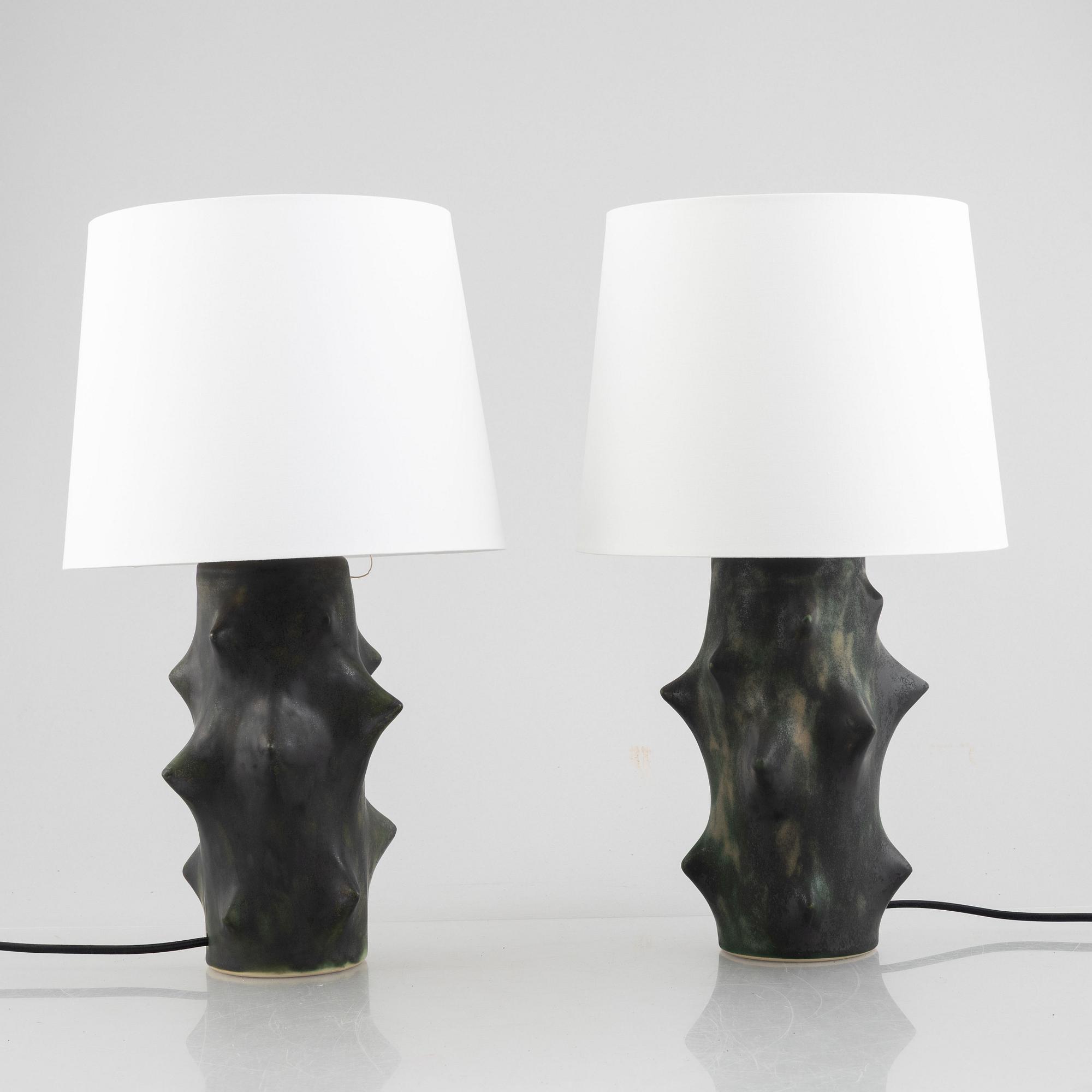 Knud Basse, a pair of  "Rosentorn" table lamps, Michael Andersen & Son, Denmark.