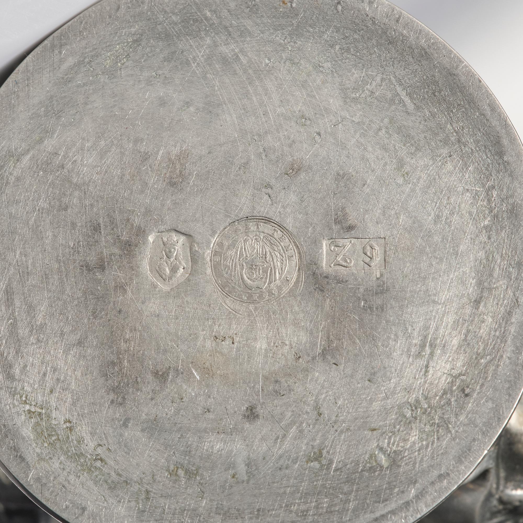 Anna Petrus, a pewter vase, 'Janushuvud', Firma Svenskt Tenn, Stockholm, 1974.