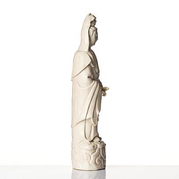 A blanc de chine figure of Guanyin, Qing dynasty.