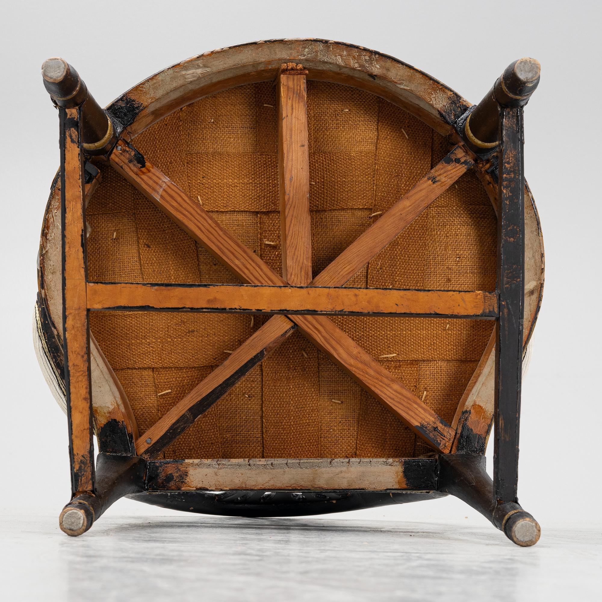 Karmstol, gustaviansk, sent 1700-tal.