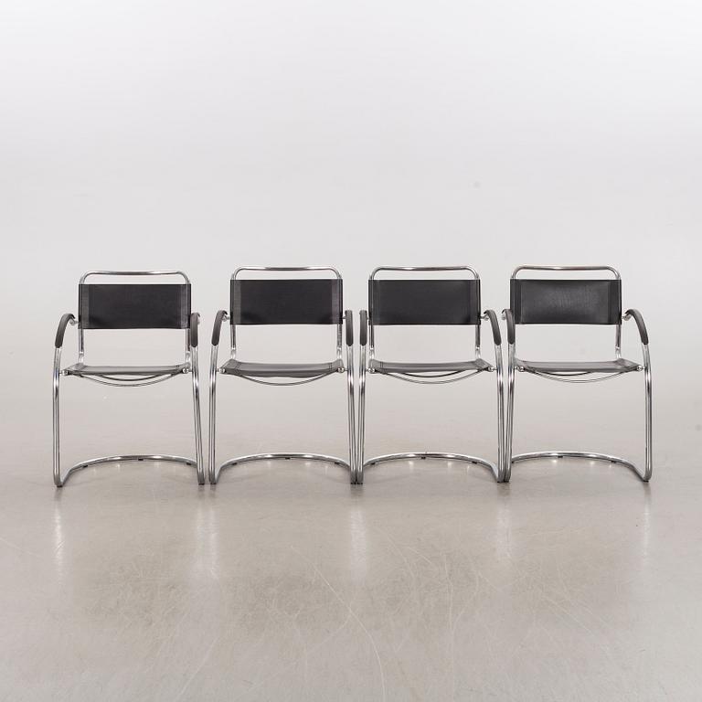 Four leather and metall chairs, Italy, second half of the 20th century.