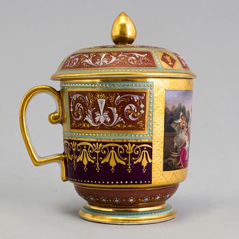 An early 19th century empire cup with saucer and cover with Wien mark.