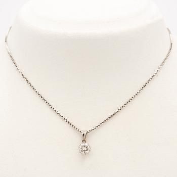 Necklace with pendant, 18K white gold set with brilliant-cut diamond.