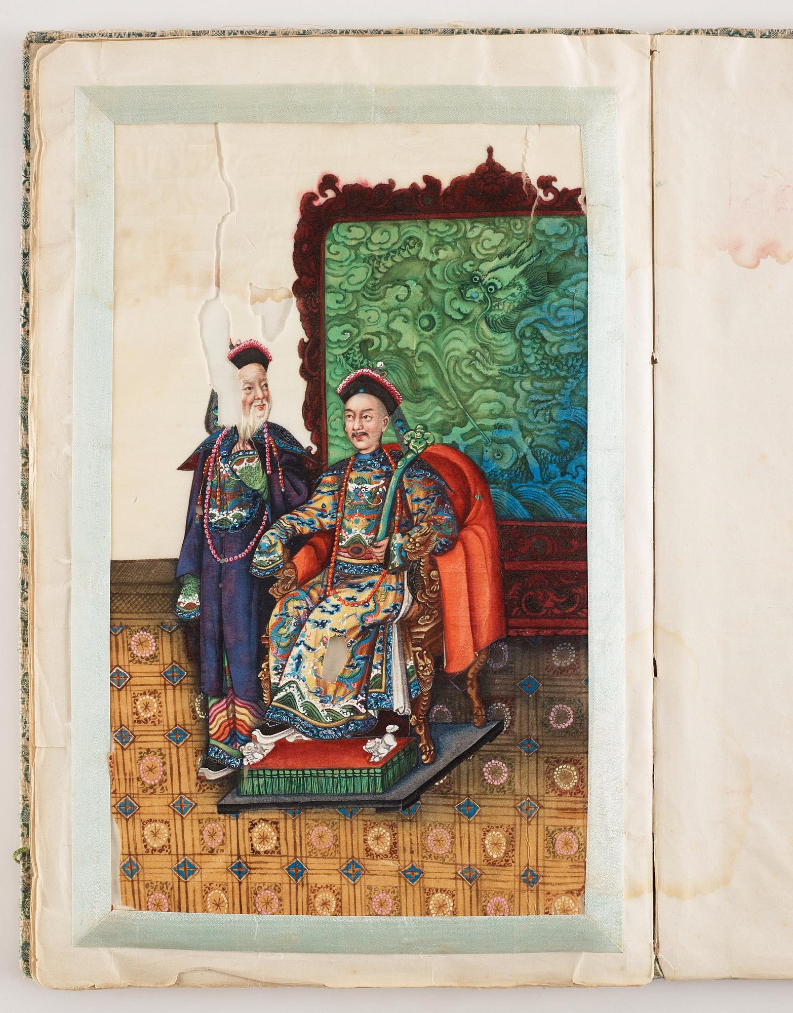 An album with 12 Chinese paintings by anonymous artist, Qing dynasty, 19th Century.