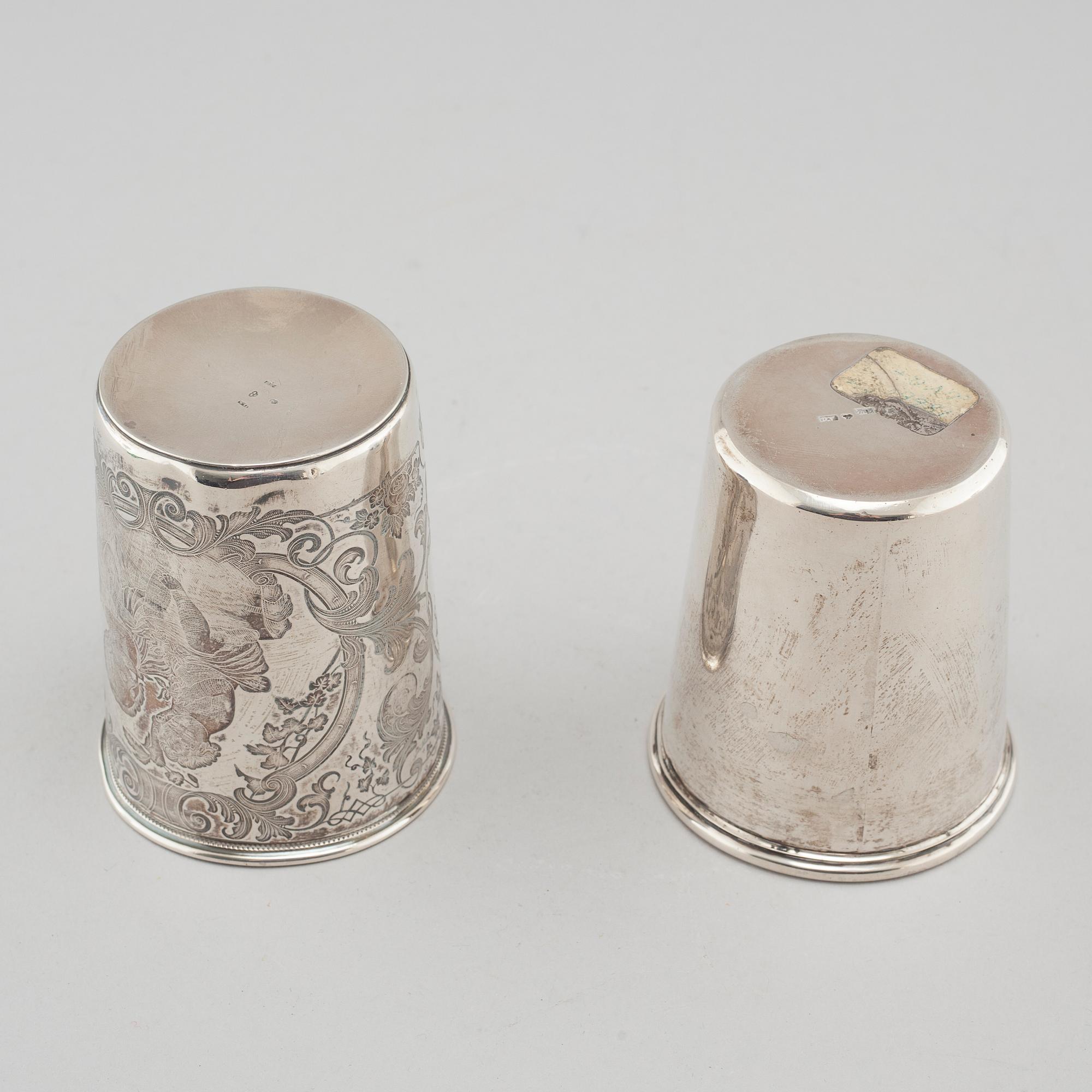 Two 19th century swedish silver cups.