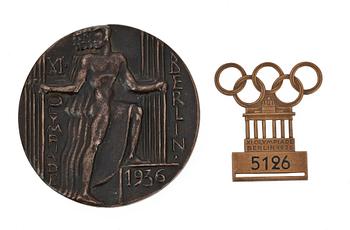 OLYMPISK DELTAGARMEDALJ SAMT DELTAGARBRICKA, Berlin 1936.