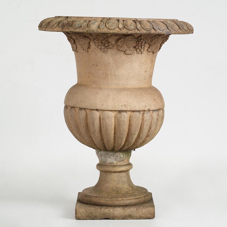 A Swedish Höganäs 1860's stoneware garden urn attributed to Ferdinand Ring.