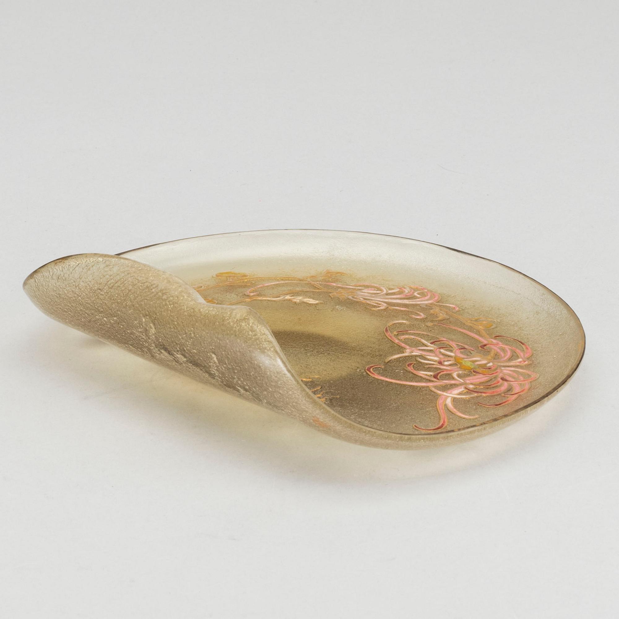 EMILE GALLÉ, a signed glass plate late 19th century.