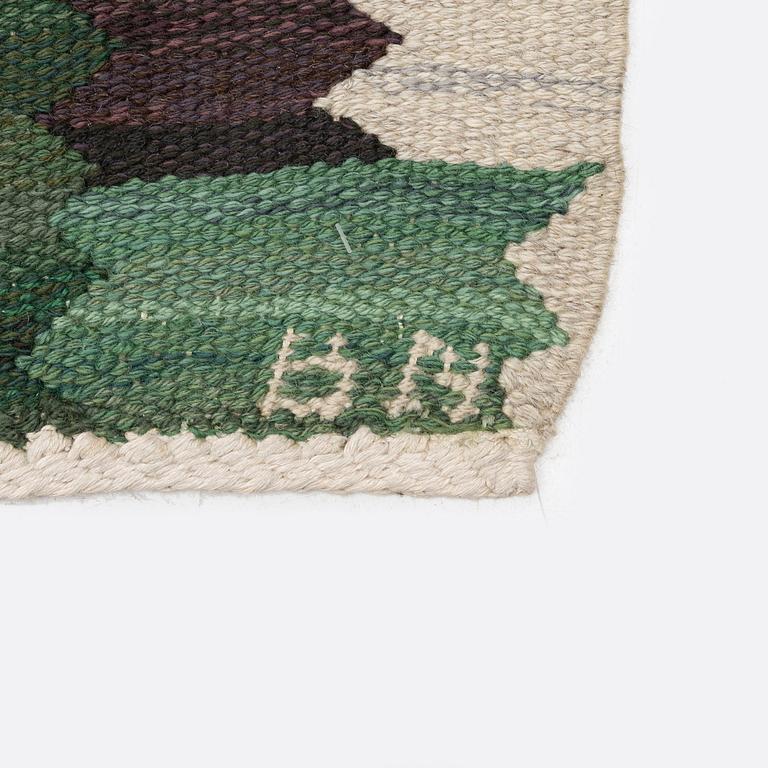 Barbro Nilsson, a carpet 'Nejlikan grön', flat weave, c. 390 x 278 cm, signed AB MMF BN.