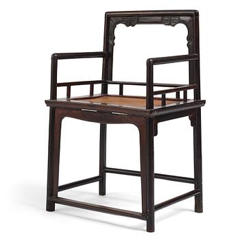 900. A hardwood Armchair, Qing dynasty (1644-1912).