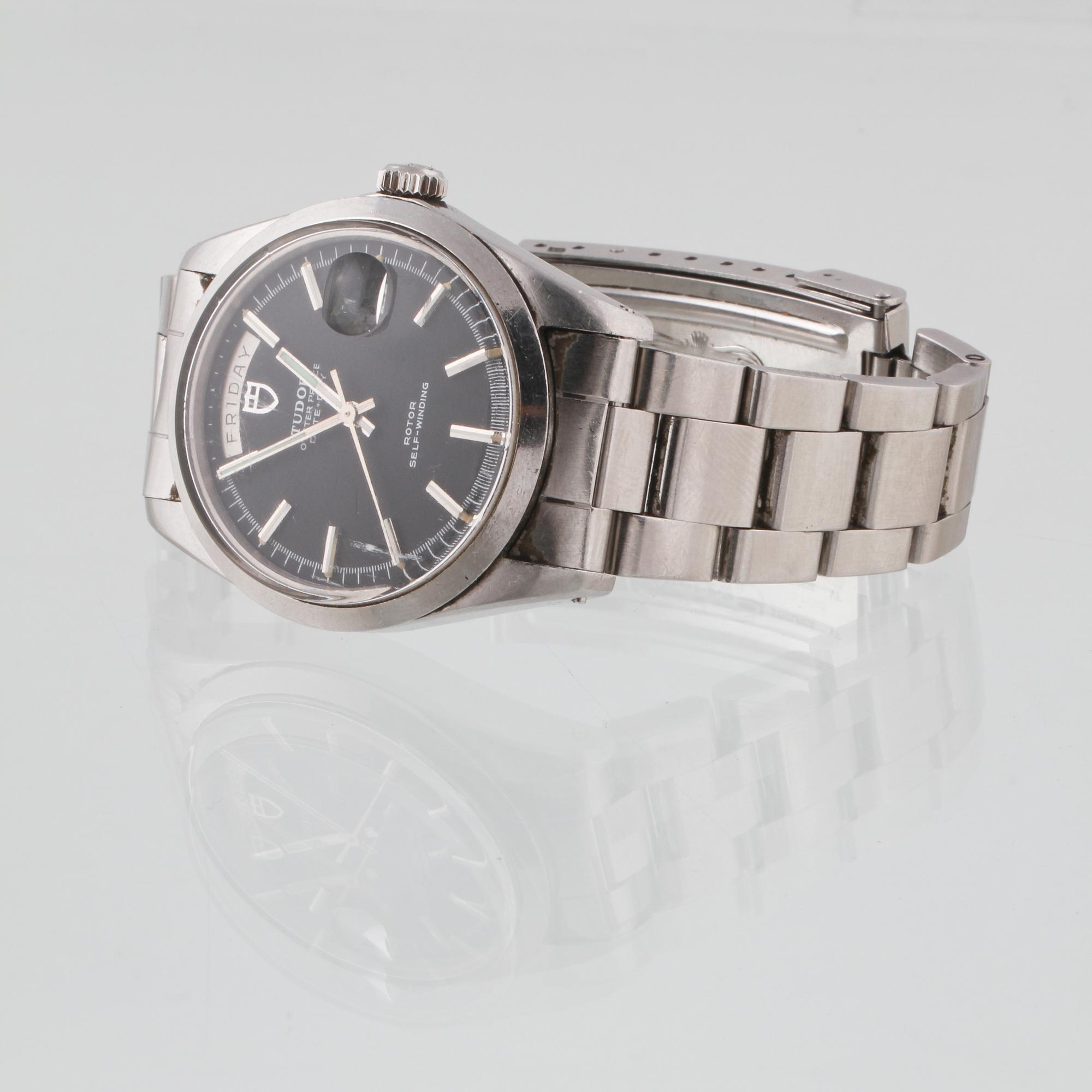 HERRARMBANDSUR, stål, Tudor, "Oyster prince date-day".