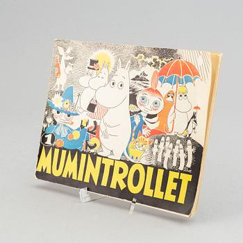 Book/Album, "Mumintrollet N:1", by Tove Jansson, with handwritten dedication, Gebers, 1957.