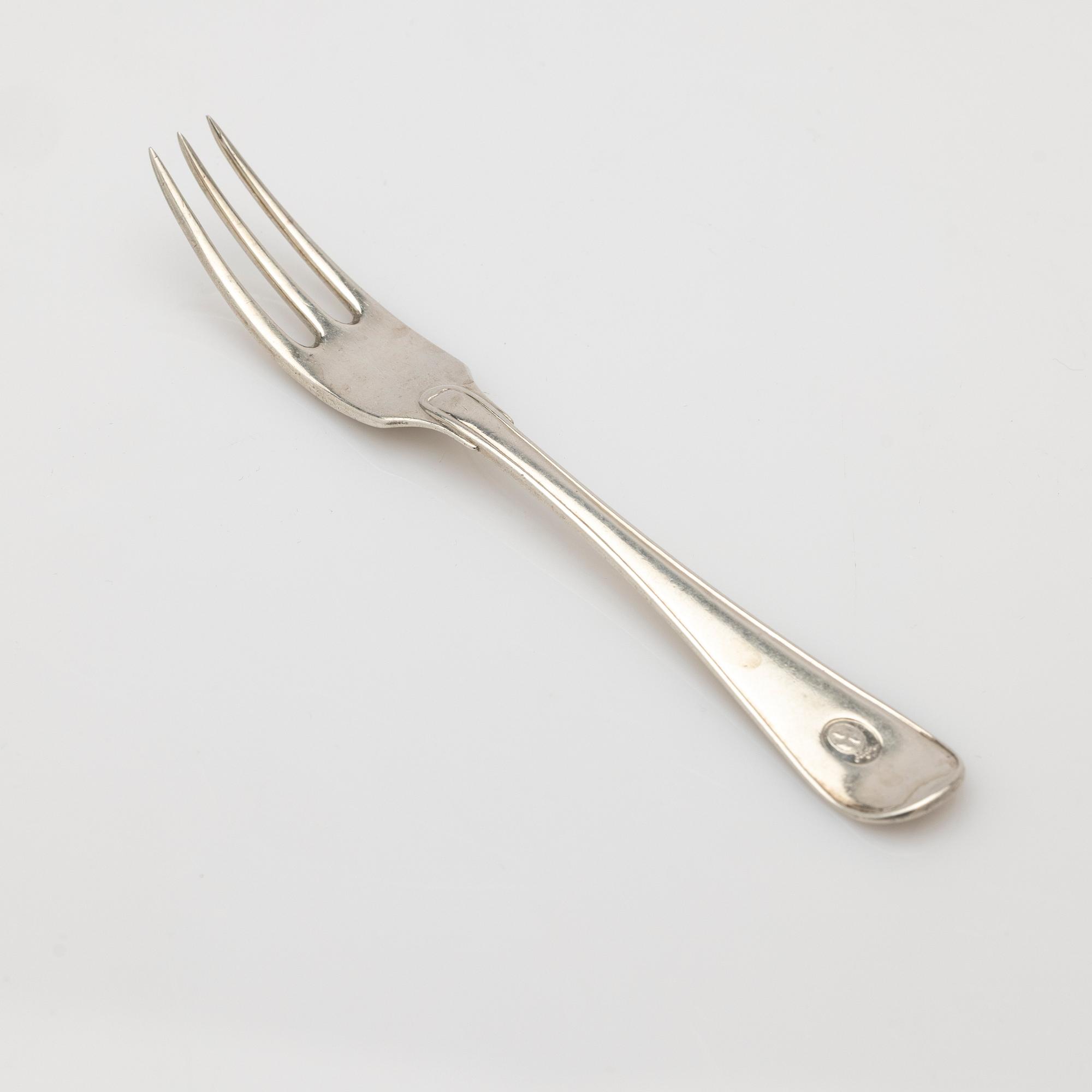 Pastry forks, 6 pcs, silver, Stockholm, 1793-1861.