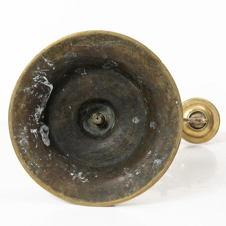 A pair of Baroque style brass candelabras, 20th century.