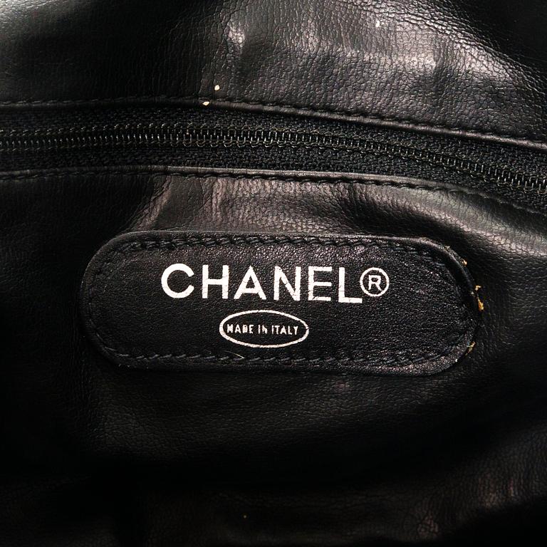 CHANEL, Vintage Leather and textile Boston bag.